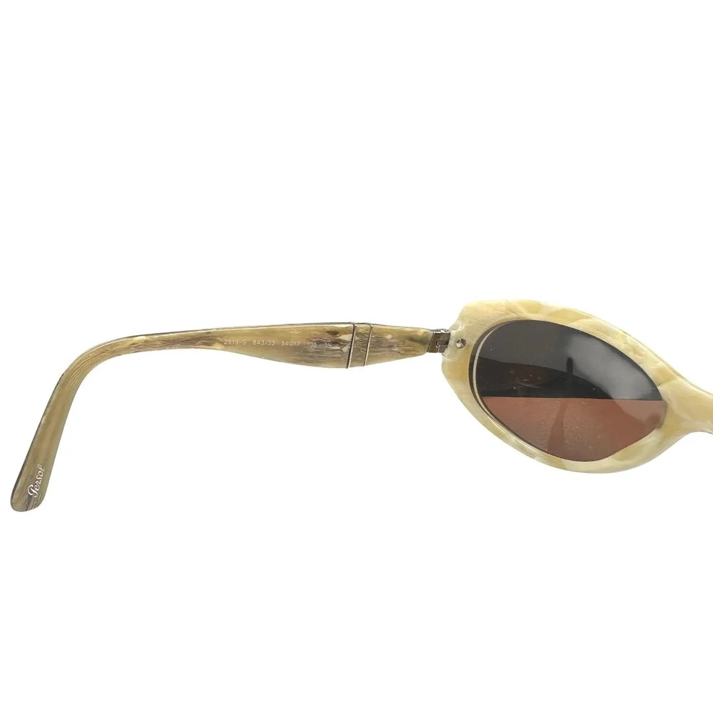 Persol 2919-S Sunglasses Marbled Cream Black Iridescent Mirror Lens Vintage Y2K